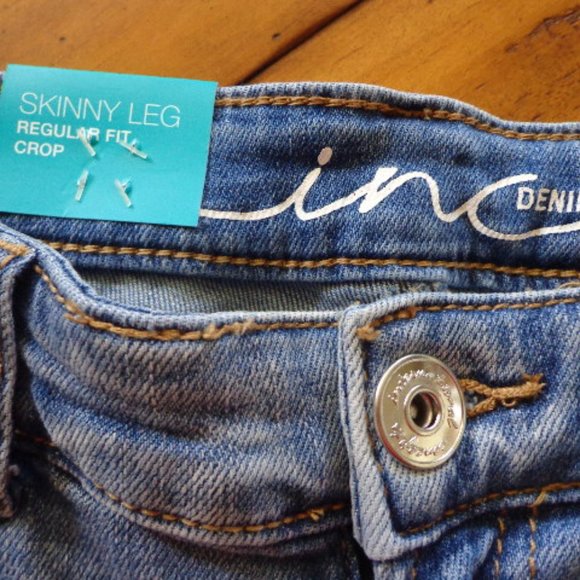 NWT inc Denim SKINNY LEG Crop Blue Jeans Roses - Picture 8 of 16